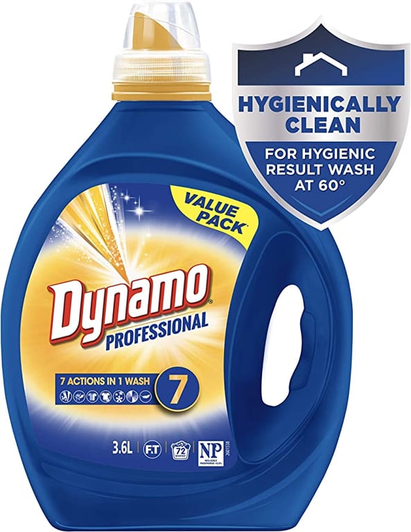 Dynamo Professional with 7 Actions in 1 Wash, Liquid Laundry Detergent, 3.6 Litres, 72 Washloads