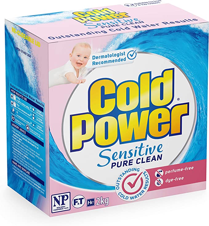 Cold Power Sensitive Pure Clean, Powder Laundry Detergent, 2kg, Suitable for Front and Top Loaders