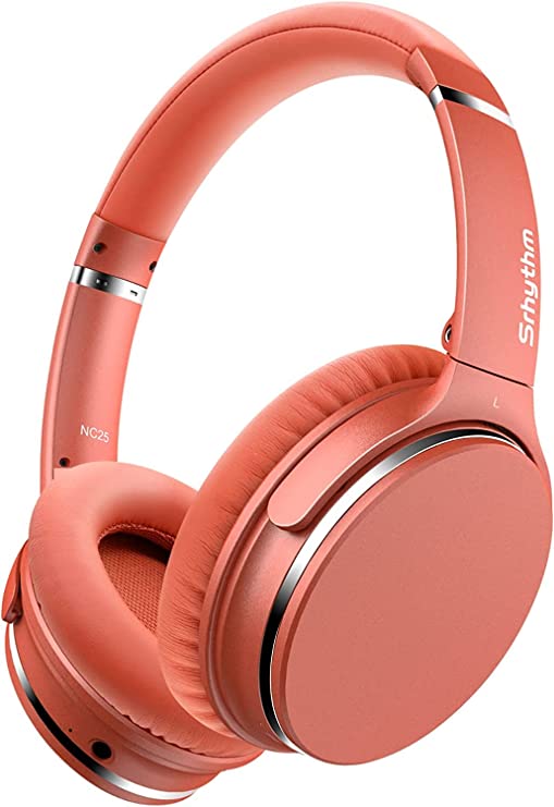 Srhythm NC25 Active Noise Cancelling Headphones, Wireless Headphones Bluetooth 5.0, Lightweight Stereo Headset Over-Ear with Low Latency, Protein Earpads, 50H Playtime