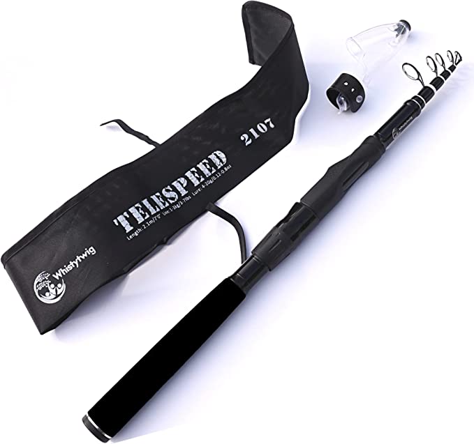 Telescopic Fishing Rod, Lightweight Carbon Fiber - Collapsible Freshwater and Saltwater Fishing Pole for Travel, Boating Trips - Durable, Premium Quality Rods, Poles, Gear - Telespeed