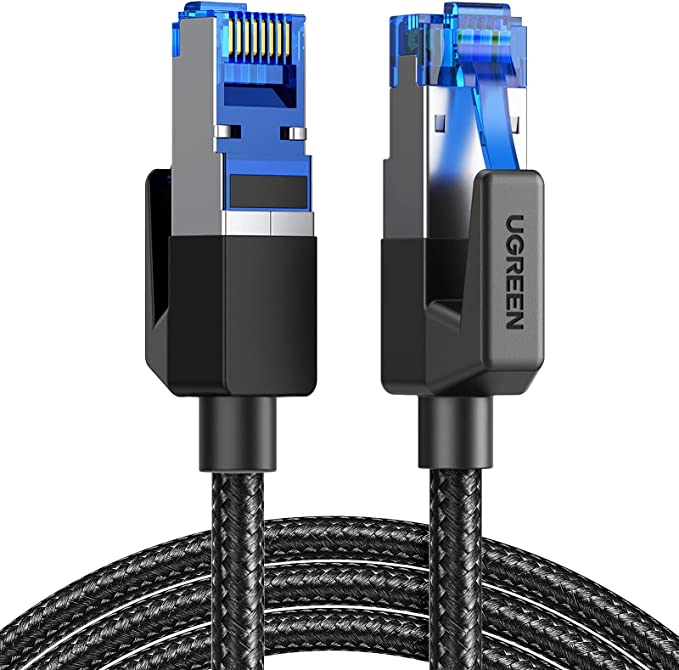 UGREEN CAT 8 Ethernet Cable High Speed 40Gbps 2000MHz Network Cord Braided RJ45 LAN Gigabit Network F/FTP POE Cables Compatible with Xbox One Switch PS5 PS4 WiFi Extender Router Modem Patch Panel 3FT