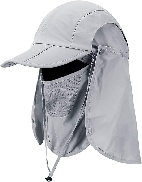 Foldable Sun Cap, Fishing Hats, Protection Caps with Face Mask Neck Flap