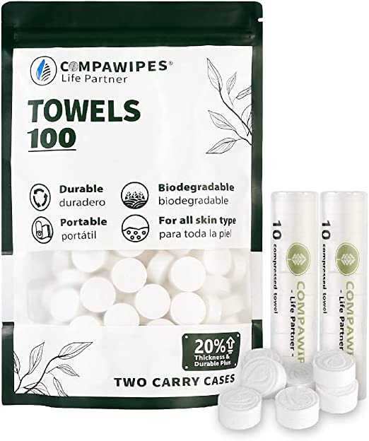 Toilet Paper Tablets Compressed Towels - Reusable Toilet Wipes Camping Toilet Paper Travel Wipes Coin Tissues Survival Toilet Paper (100)