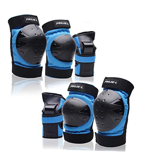 Skateboard Knee Pads Elbow Pads Wrist Guards,Protective Gear Set for Kids/Youth for Skateboarding Roller Skating Cycling Bike BMX Bicycle 6pcs  (Blue M)