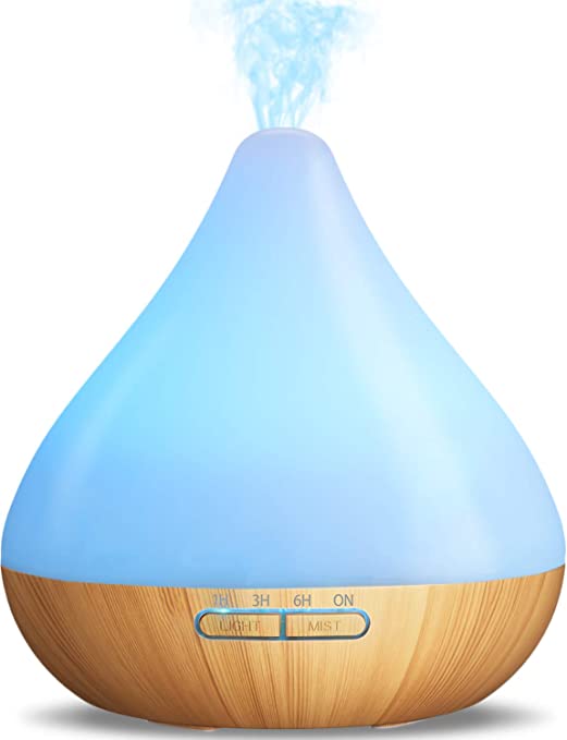 350ML Ultrasonic Diffuser, 5 in 1 Essential Oil Diffuser Vaporizer Humidifier with 2 Mist Modes & 4 Timers, 18+ Hour Capacity, 14 Color Mood Light, Auto-Off, BPA-Free for Bedroom, Baby, Yoga, Spa