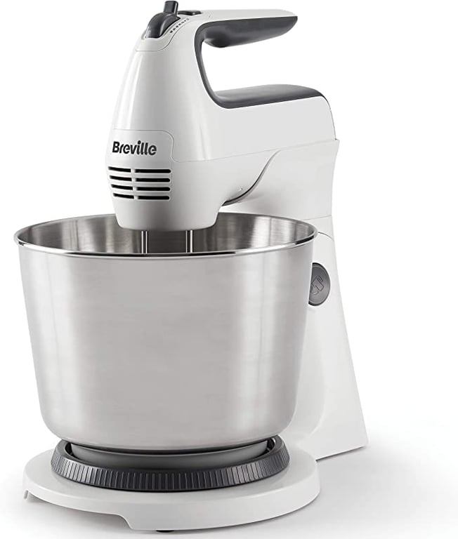 Breville Classic Combo Stand and Hand Mixer | Electric Hand Whisk and Stand Food Mixer | 3.7 Litre Stainless Steel Bowl | Swivel Control, Whisk, Dough Hooks and Beaters [VFM031]