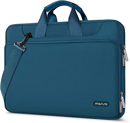 MOSISO 360 Protective Laptop Shoulder Bag Compatible with MacBook Pro 16 inch 2021 2022 M1 A2485/2019-2020 A2141/Pro 15 A1398, 15-15.6 inch Notebook, Matching Color Sleeve with Belt, Teal Green