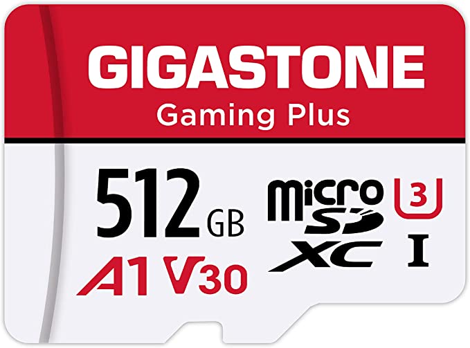 Gigastone 512GB Micro SD Card, Gaming Plus, MicroSDXC Memory Card for Nintendo-Switch Compatible, 100MB/s, 4K Gaming, High Speed, UHS-I A1 U3 V30 Class 10