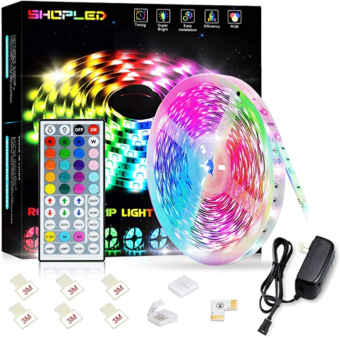 SHOPLED LED Strips Lights 5m RGB Light Strip Kit, 5050 SMD Flexible Color Changing LED Tape Lights with IR Remote Control, RGB LED Light Strips for Bedroom, TV, Party