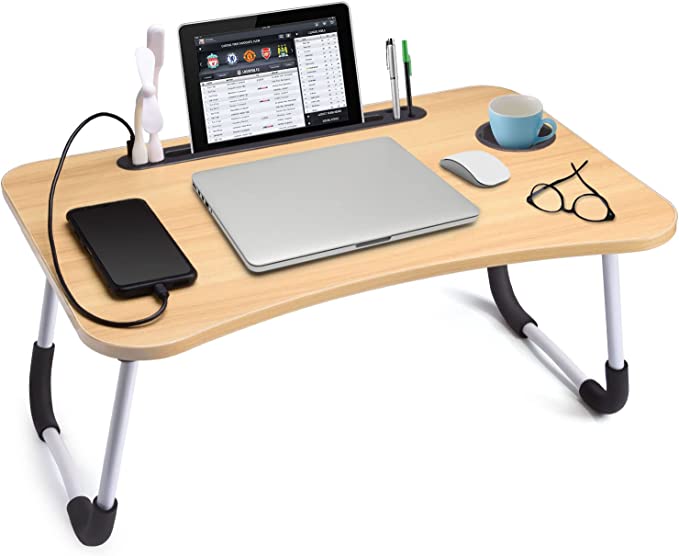 Slendor Laptop Desk Foldable Bed Table Folding Breakfast Tray Portable Lap Standing Desk Notebook Stand Reading Holder for Bed/Couch/Sofa/Floor