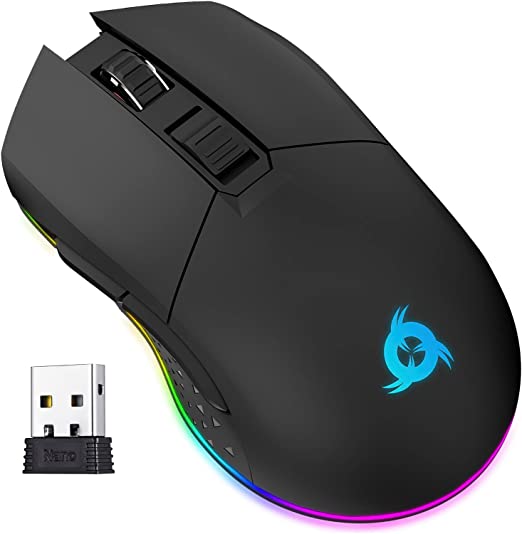 KLIM Blaze Rechargeable Wireless Gaming Mouse RGB + High-Precision Sensor and Long-Lasting Battery + 7 Customizable Buttons + Up to 6000 DPI + Wired and Wireless Mouse for PC Mac and PS4 PS5 New 2022