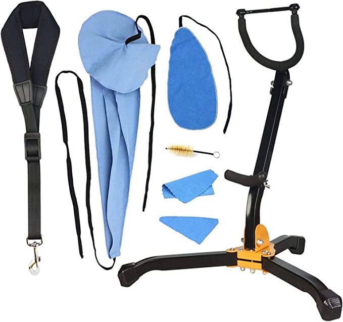 SUNYIN Saxophone Stand Set Saxophone Cleaning Kit Cleaning Cloth Cotton Saxophone Neck Strap Alto/Tenor Saxophone Accessories Sax Stand