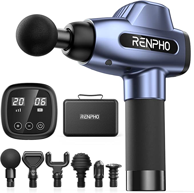 Massage Gun, RENPHO C3 Deep Tissue Muscle Massager, Powerful Percussion Massager Handheld with Portable Case for Home Gym Workouts Equipment, Back Neck Shoulder Soreness Stiffness Relief