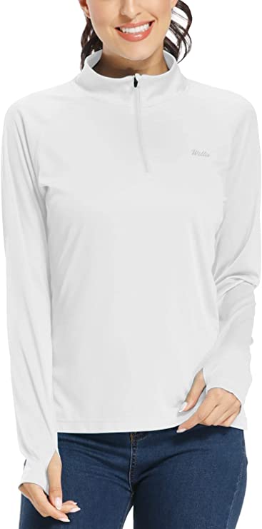 Willit Women's UPF 50+ Sun Protection Shirt SPF Long Sleeve Lightweight Half-Zip Golf Outdoor Shirt Quick Dry