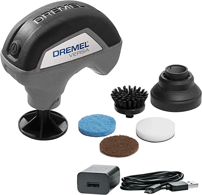 DREMEL Versa PC-10 Cordless Cleaning Tool, High-Speed Power Cleaner Kit (with 3 Multi-Purpose Cleaning Pads, Bristle Brush and Splash Guard for Faster, Easier Cleaning and Scrubbing)
