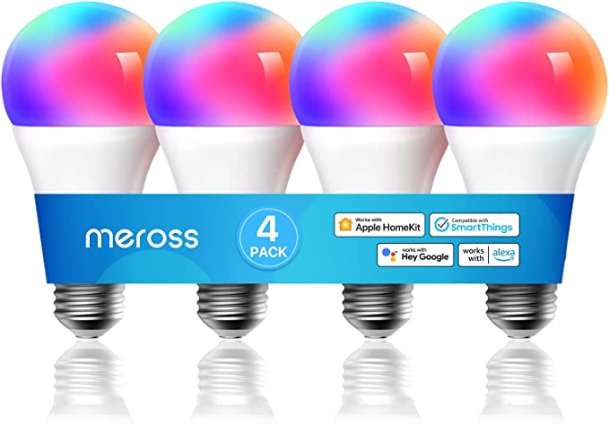 Smart Light Bulb, Smart WiFi LED Bulbs Compatible with Apple HomeKit Siri, Alexa, Google Assistant and SmartThings, Dimmable E27 Multicolor 2700K-6500K RGBCW, 810 Lumens 60W Equivalent, 4 Pack