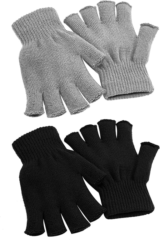 Cooraby 2 Pairs Unisex Warm Half Finger Gloves Winter Stretchy Fingerless Gloves Typing Gloves for Women, Men or Teens