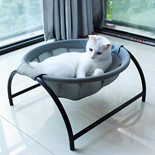 Cat Bed Dog Bed Pet Hammock Bed Free-Standing Cat Sleeping Cat Bed Cat Supplies Pet Supplies Whole Wash Stable Structure Detachable Excellent Breathability Easy Assembly Indoors Outdoors (Gray)