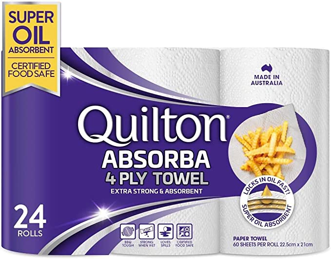 Quilton Absorba Paper Towel Rolls, Pack of 24