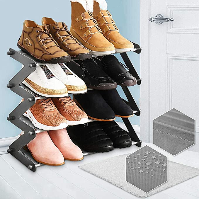NBEST Simplicity Z-Shaped 4/5Tier Shoe Rack- Shoe Storage organiser(Grey)