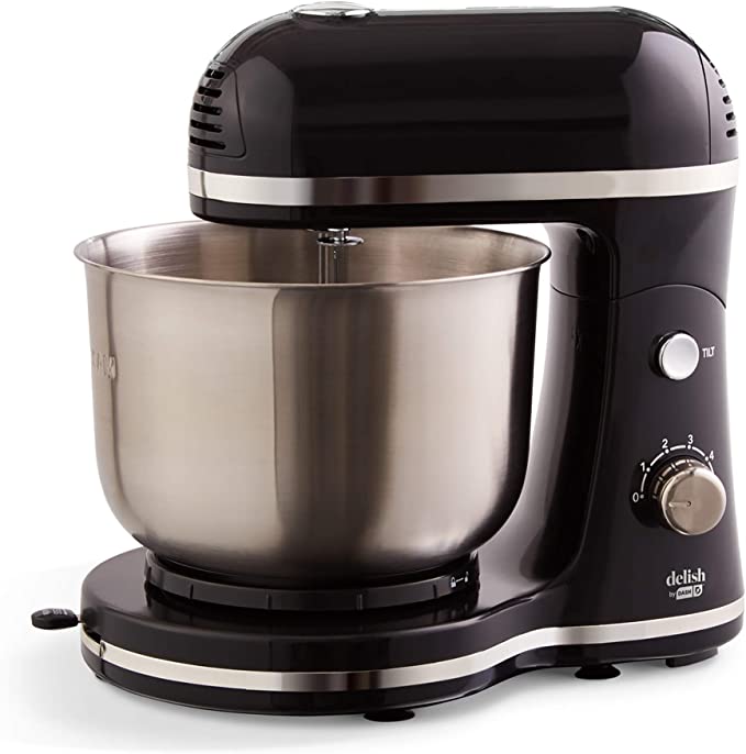 Delish by DASH Compact Stand Mixer, 3.5 Quart with Beaters & Dough Hooks Included - Black