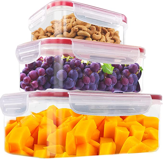 Utopia Kitchen Plastic Food Containers set - Pack of 24 (12 Containers & 12 Snap Lids) Food Storage Containers with Airtight Lids - Reusable & Leftover Lunch Boxes - Leak Proof, Freezer & Microwave Safe