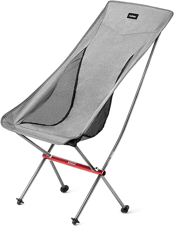 NaturehikePortable Camping Chair - Compact Ultralight Folding Backpacking Chairs, Small Collapsible Foldable Packable Lightweight Backpack Chair in a Bag for Outdoor, Camp, Picnic, Hiking (Gray-high)