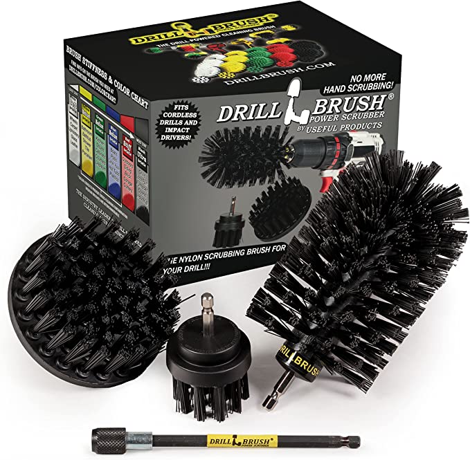 Drill Brush Power Scrubber by Useful Products - Wire Brush Replacement Drill Brushes - Power Tool Accessories - Nylon Bristle Grill Brushes for Cleaning Grill Grates - Oven Grate Cleaning Set