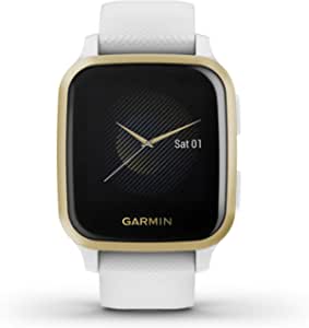 Garmin Venu Sq, GPS Smartwatch with Bright Touchscreen Display, Up to 6 Days of Battery Life, Light Gold and White