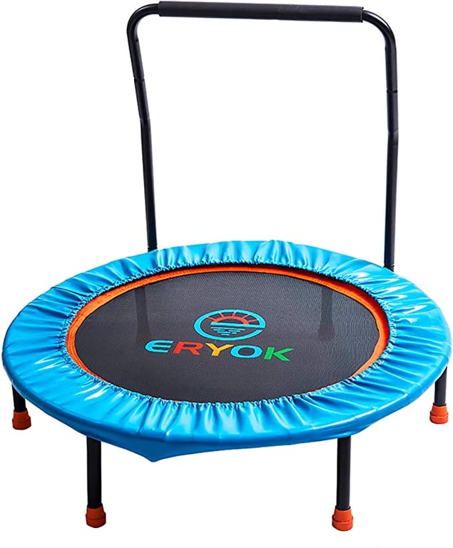 ERYOK 36-Inch Trampoline for Kids with Handle. Foldable Kids Trampoline for Playing and Exercise Indoor/Outdoor with Securing Padded Cover