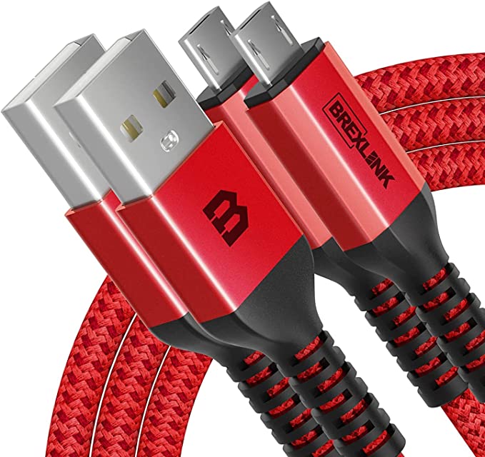 BrexLink Micro USB Cable [2-Pack 6.6ft/2M] 2.4A High Speed Android Charging Cable Braided Nylon Micro USB Charger for Samsung Galaxy S6 S7 S4 S3 S2 J1 Note 2, HTC, Kindle, Moto G5, PS4, Nokia