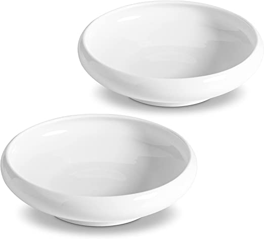 ComSaf Cat Food Water Bowl, Wide Shallow Ceramic Cat Dish, Non Spill Pet Bowl,10oz, Pack of 2