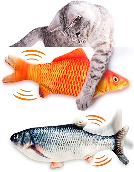 Floppy Fish Cat Toy, Interactive Cat Toy, Realistic Flopping Fish Cat Toy, Catnip Cat Toys, Automatic Cat Toy for Indoor Cats, Plush Cat Chew Toy, Electronic Cat Kicker Toys for Kitty