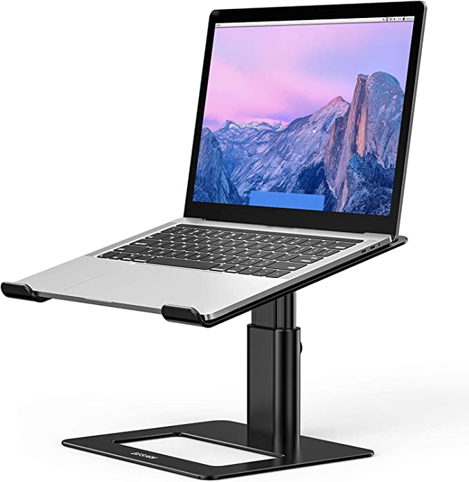 BESIGN Aluminum Laptop Stand, Ergonomic Adjustable Notebook Stand, Riser Holder Computer Stand Compatible with Air, Pro, Dell, HP, Lenovo More 10-15.6" Laptops (Black)