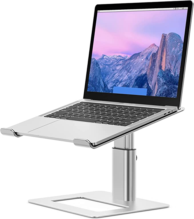 BESIGN Aluminum Laptop Stand, Ergonomic Adjustable Notebook Stand, Riser Holder Computer Stand Compatible with Air, Pro, Dell, HP, Lenovo More 10-15.6" Laptops (Silver)