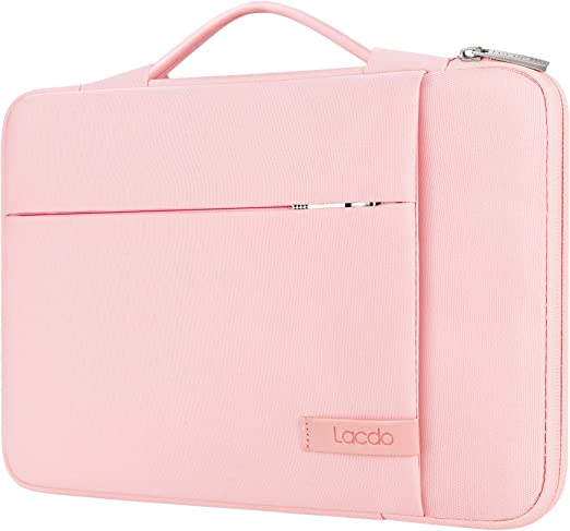 Lacdo 360° Protective 14 Inch Laptop Sleeve Case for Lenovo Dell Hp Asus Acer Chromebook 14 / Lenovo Ideapad 14 / Dell Inspiron 14 / Hp Stream 14 / Asus Zenbook 14 / Acer Spin 3 Computer Bag, Pink