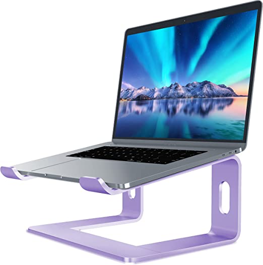 Soundance Aluminum Laptop Stand for Desk Compatible with Mac MacBook Pro Air Apple Notebook, Portable Holder Ergonomic Elevator Metal Riser for 10 to 15.6 inch PC Desktop Computer, LS1 (J- Purple)
