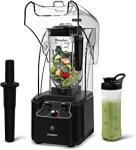 CRANDDI Commercial Quiet Blender, 2200 Watt Professional Countertop Blender with BPA-FREE 80oz Pitcher, Built-in Pulse & 15-speeds Control, Smoothie Blender for Commercial and Home 220V (BLACK)