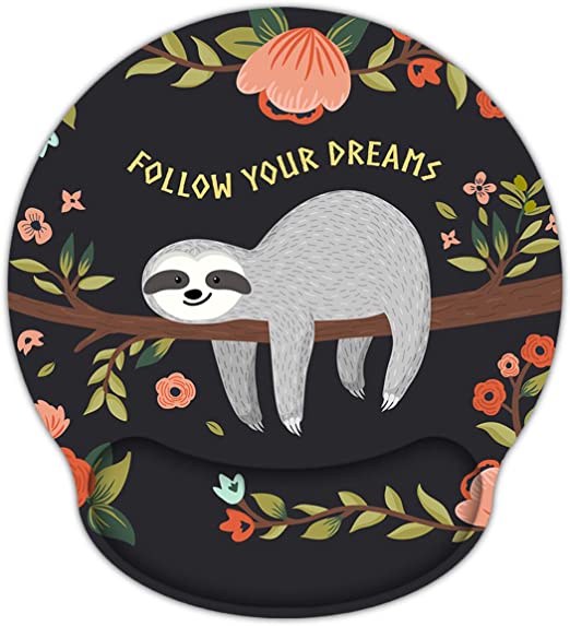 ToLuLu Mouse Pad Wrist Rest Support, Gel Mouse Pads with Non Slip Rubber Base Memory Foam Mousepad, Mouse Wrist Rest Pad for Laptop Computer Home Office Working Gaming Pain Relief, Cute Sloth
