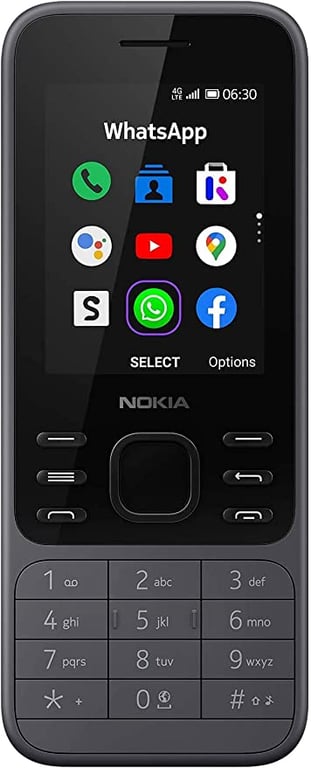 Nokia 6300 4G, Feature Phone with Simple SIM, Whatsapp, Facebook, YouTube, Google Maps, 4G and WiFi Hotspot, Google Assistant, Reliable Performance and Durable Design - Charcoal