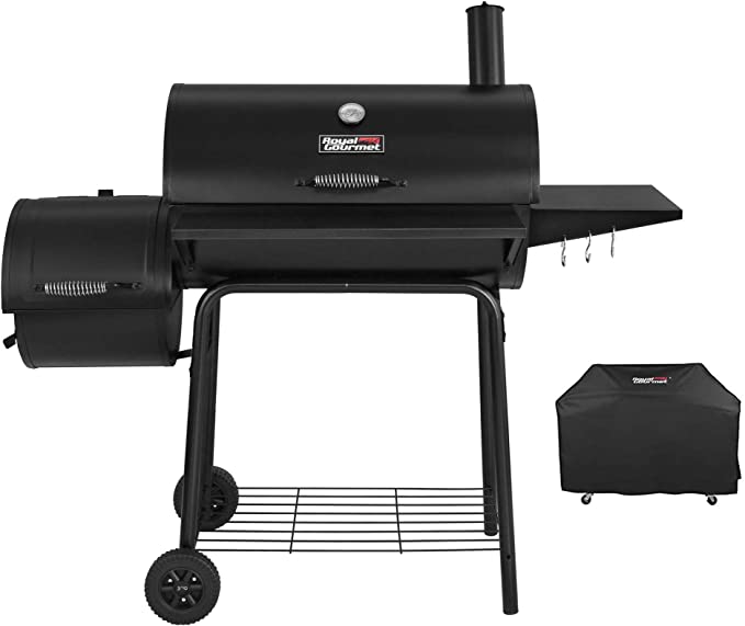 Royal Gourmet CC1830SC Charcoal Grill Offset Smoker with Cover, 810 Square Inches, Black, Outdoor Camping