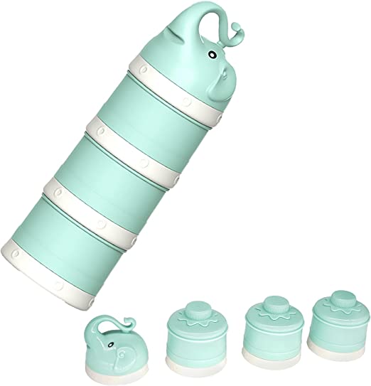 Baby Milk Powder Formula Dispenser, Stackable Formula Dispenser Container Mixie Bottle for Travel, Large Capacity Formula Holder and Snack Storage, Non-Spill, Powder Leakage Free, BPA Free (Green)