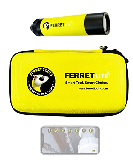 Ferret Lite Wireless Inspection Camera - WiFi Borescope Inspection Camera with 720p HD, IP67 Waterproof & Dustproof Camera, Adjustable LED Lights, DIY/Trades Camera with Free App and Thread Adaptors