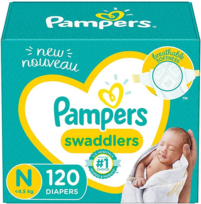 Diapers Newborn/Size 0 (< 10 lb), 120 Count - Pampers Swaddlers Disposable Baby Diapers, Giant Pack (Packaging May Vary)