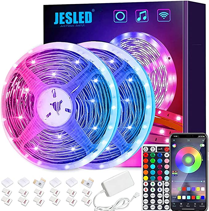 Led Strip Lights 10m/32.8ft, JESLED WiFi LED Strips Light for Bedroom, Compatible with Alexa and Google Home, Smart Led Lights with 44 Keys IR Remote Controller for Home TV, Party, Decoration