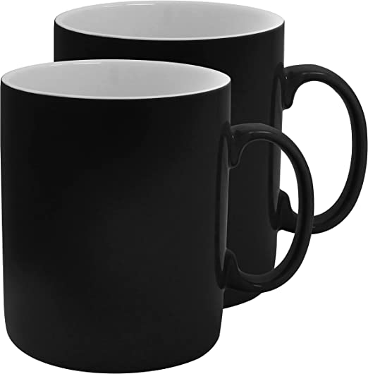 Serami 28oz Super Large Black and White (In) Coffee Mugs. Large Handles and Ceramic Construction, Set of 2