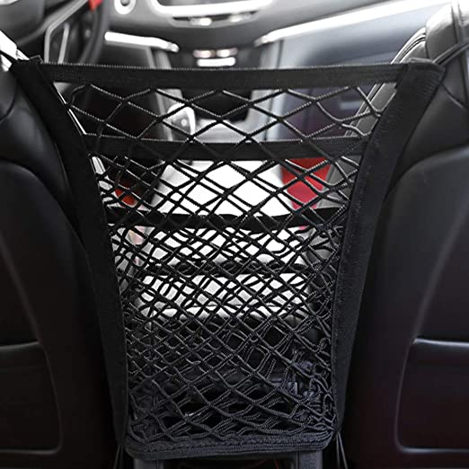 3-Layer Universal Car Seat Net Organizer,Car Purse Storage & Pocket (for Smaller Items) Kid Pet Barrier