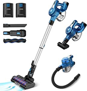 INSE Cordless Vacuum Cleaner Stick Vacuum, Up to 80min Run-time, 23Kpa Powerful Suction Lightweight, Filter Upgraded, Handheld Vacuum Cleaner for Hardwood Floor Carpet Pet Hair Car Bed-S6P Pro