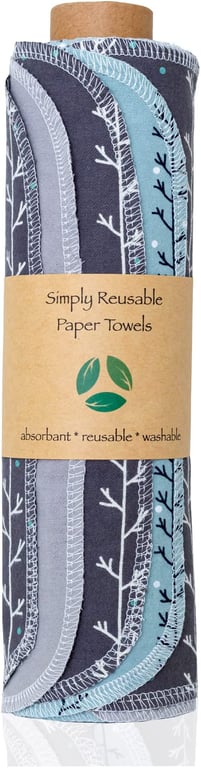Simply Unpaper Towels - Reusable Paper Towels - 15 Pack with Durable Cardboard Roll