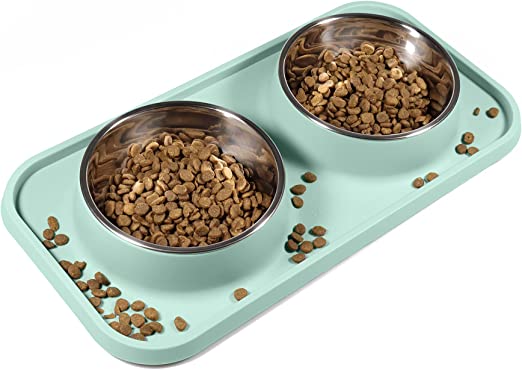 L.D.Dog Cat Bowls for Food and Water with Stand, Cat Food Bowls Non-Spill and Non-Skid, Removable Stainless Steel Bowls for Cats, Small Size Dogs
